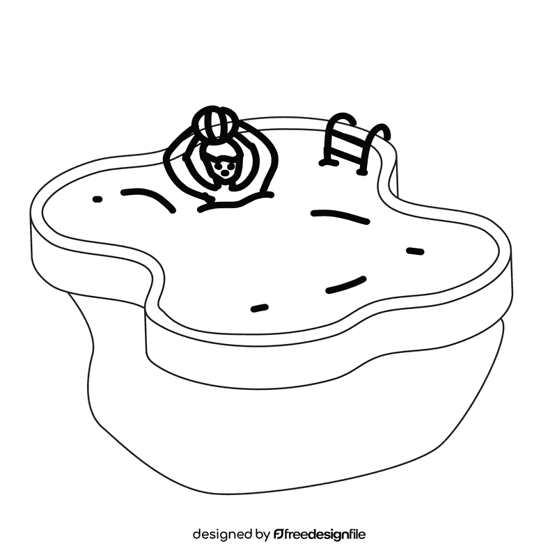 Swimming pool ball black and white clipart