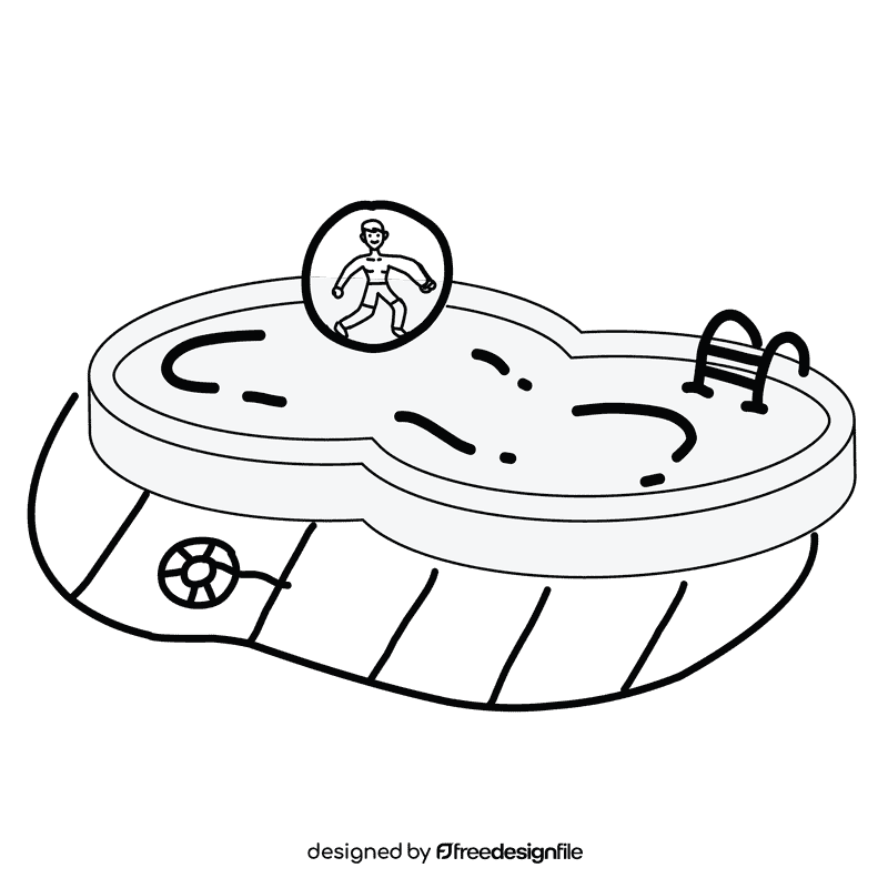 Swimming pool bubble black and white clipart