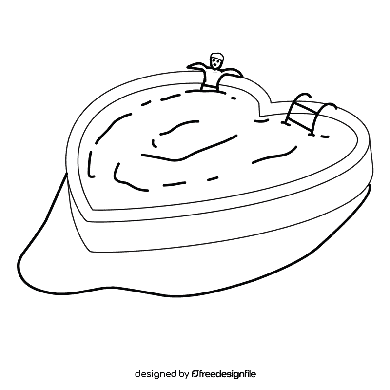 Swimming pool heart pool black and white clipart