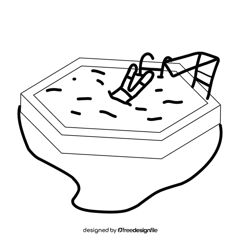 Swimming pool jump black and white clipart