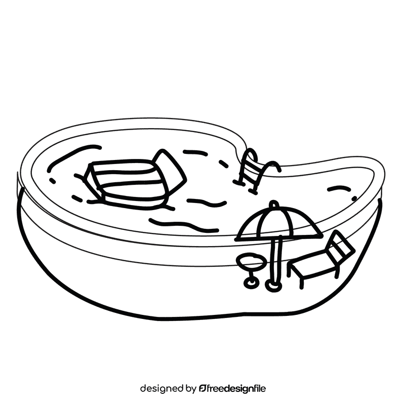Swimming pool poolbed black and white clipart