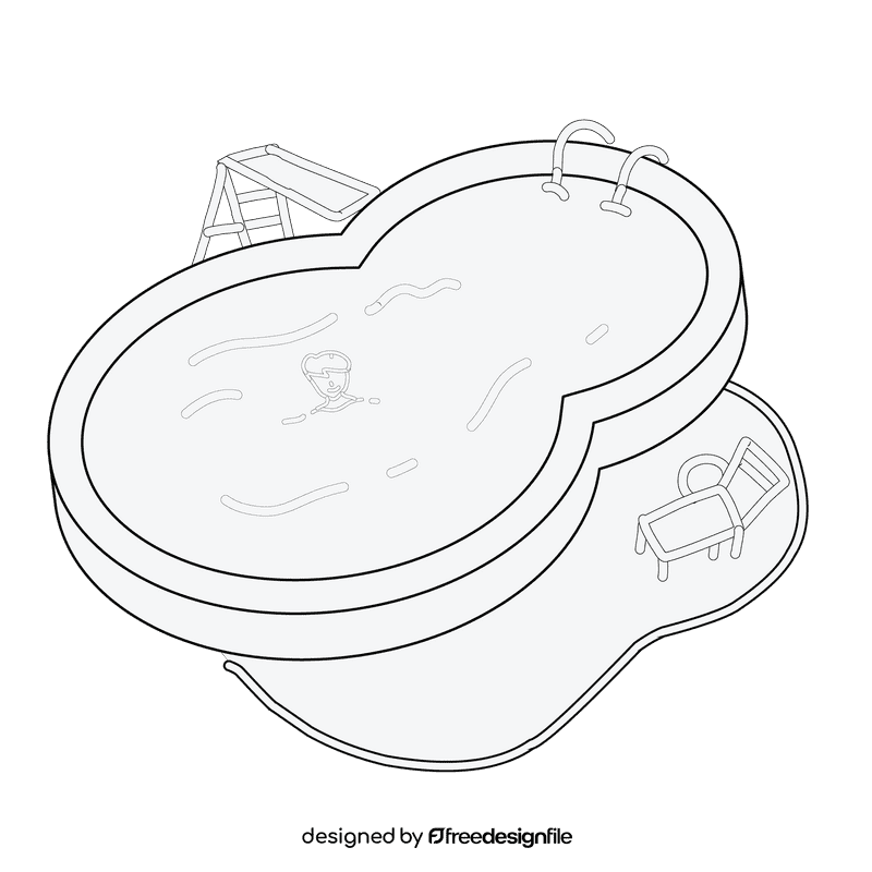 Swimming pool stay black and white clipart