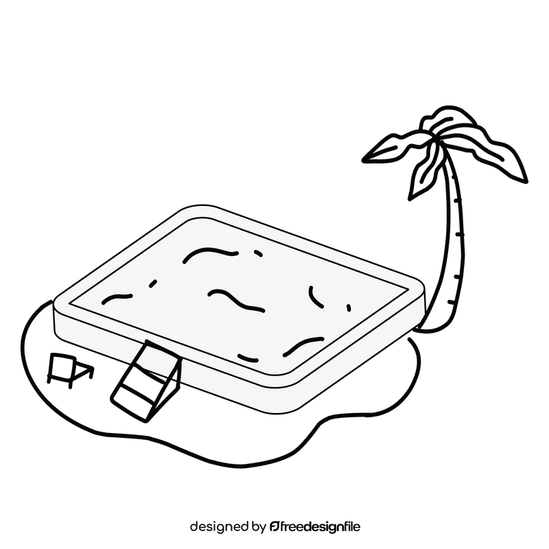 Swimming pool summer black and white clipart