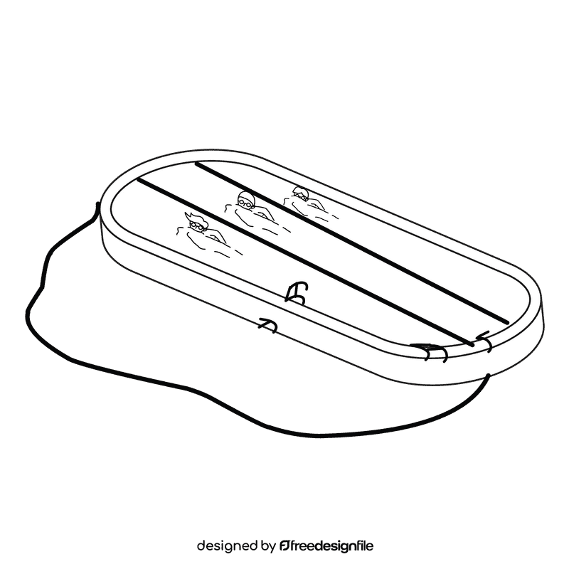 Swimming pool swim race black and white clipart