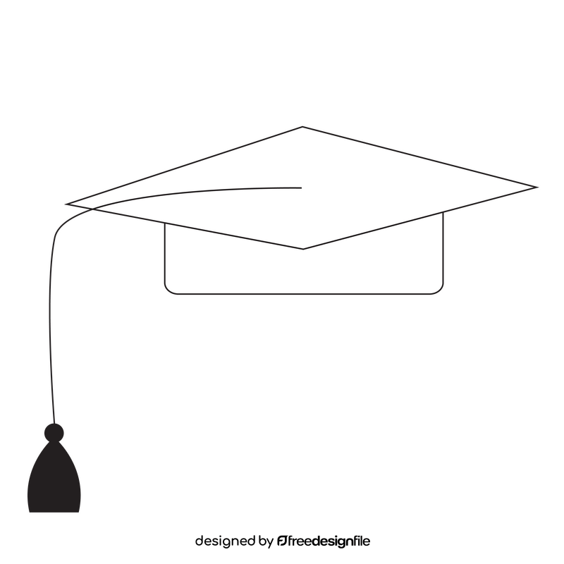 Graduation hat drawing black and white clipart