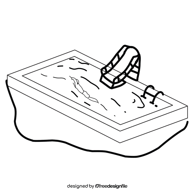 Swimming pool waterslide black and white clipart