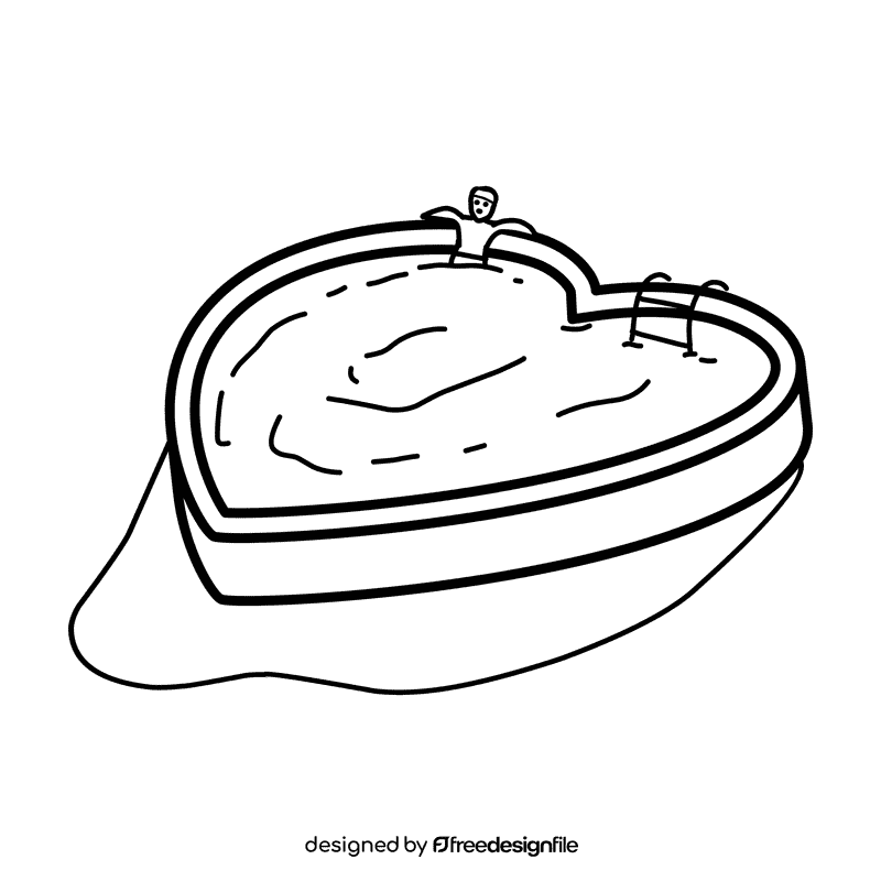 Swimming pool Heart Pool black and white clipart