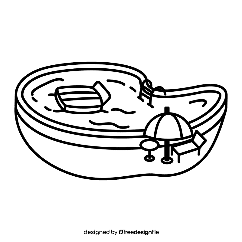 Swimming pool Poolbed black and white clipart