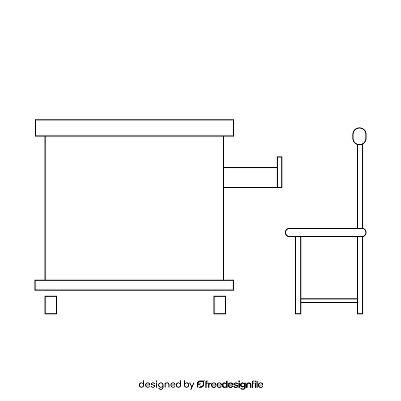Table and chair drawing black and white clipart