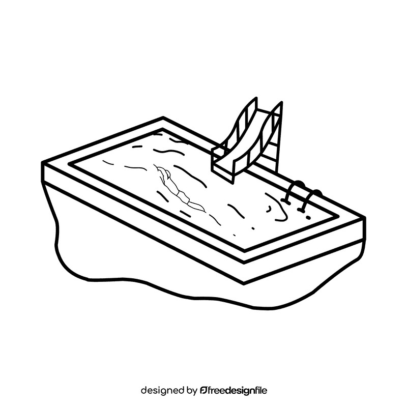 Swimming pool Waterslide black and white clipart