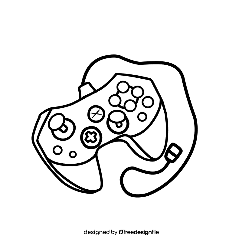 Xbox Controllers black and white clipart