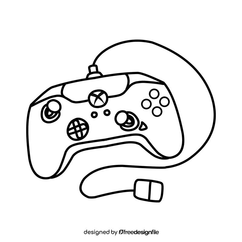 Xbox PDP Wired black and white clipart