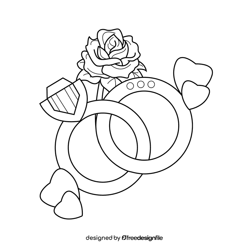 Ring wedding black and white clipart