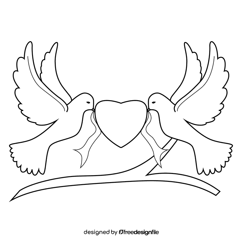 Love dove black and white clipart