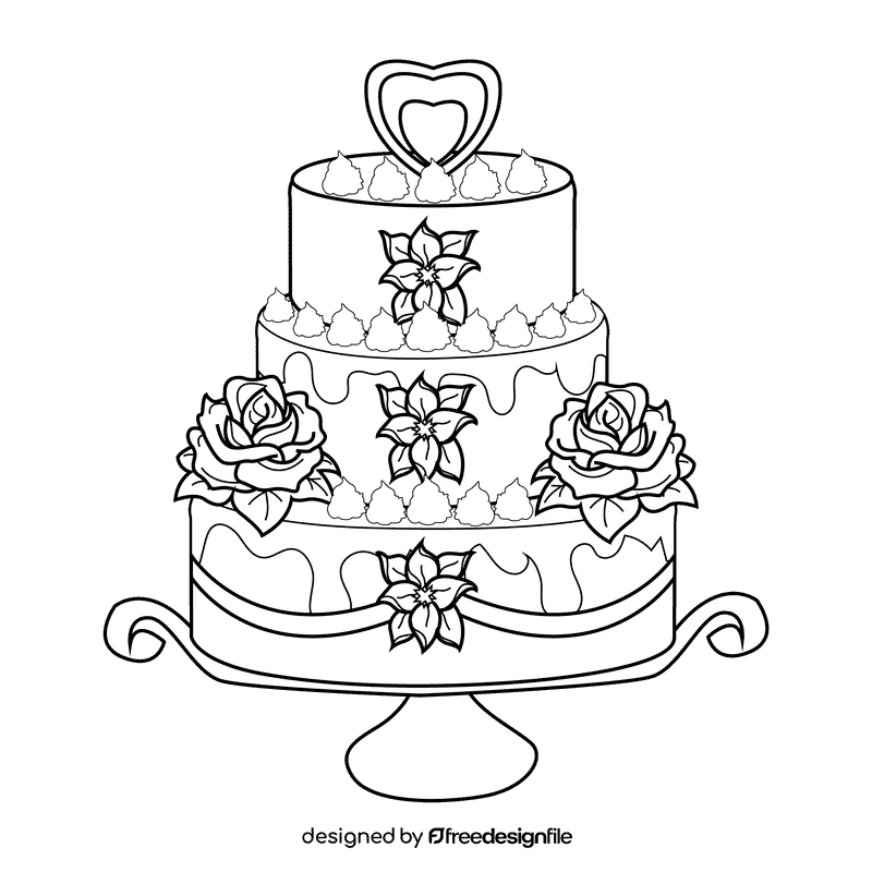 Wedding cake black and white clipart