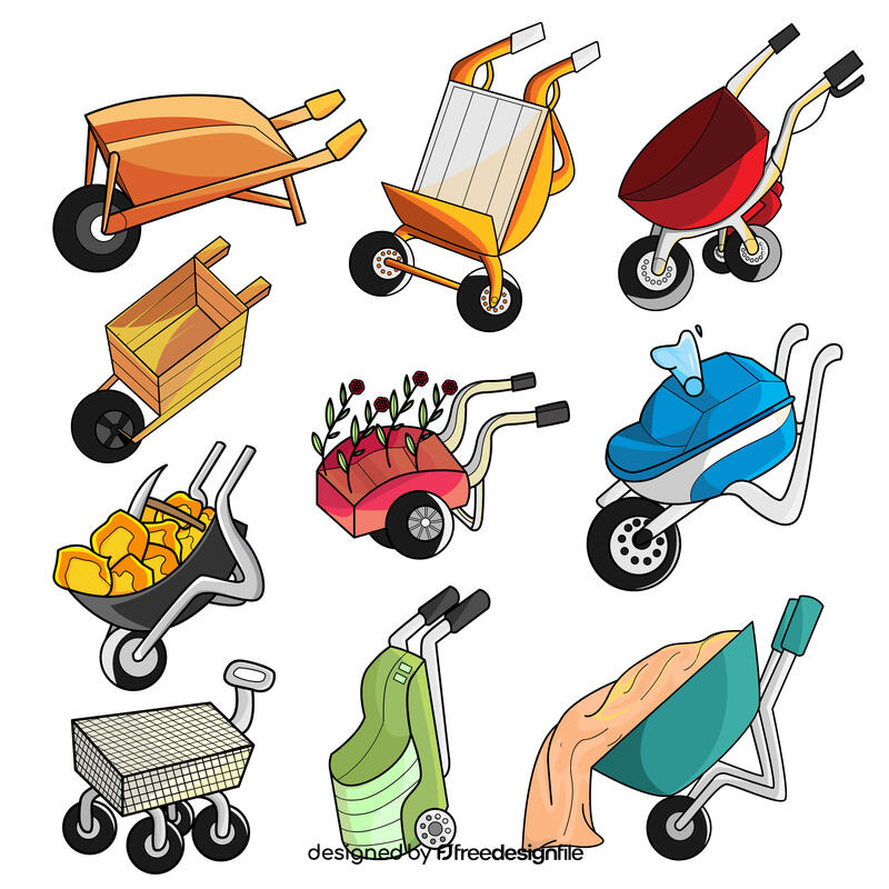 Wheelbarrow vector set vector