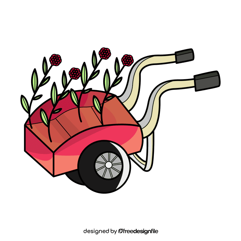 Wheelbarrow flower pick clipart
