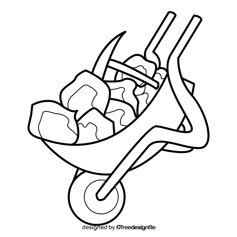 Wheelbarrow gold black and white clipart