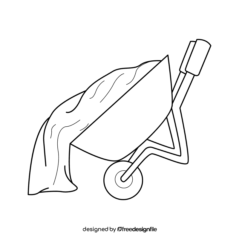 Wheelbarrow sand black and white clipart