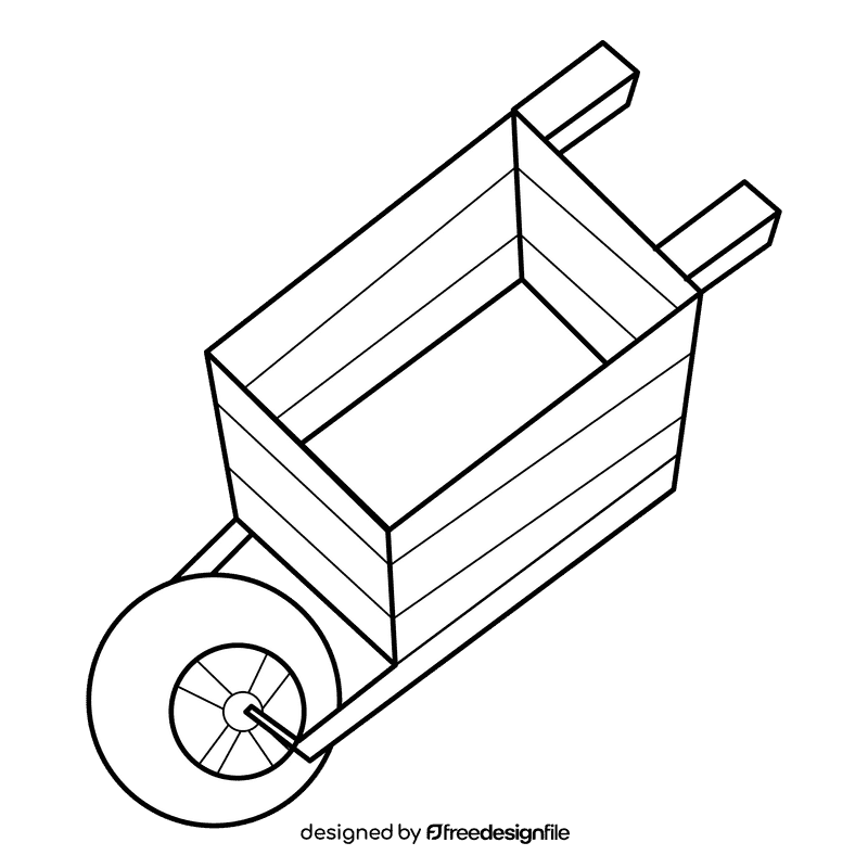 Wheelbarrow wood black and white clipart