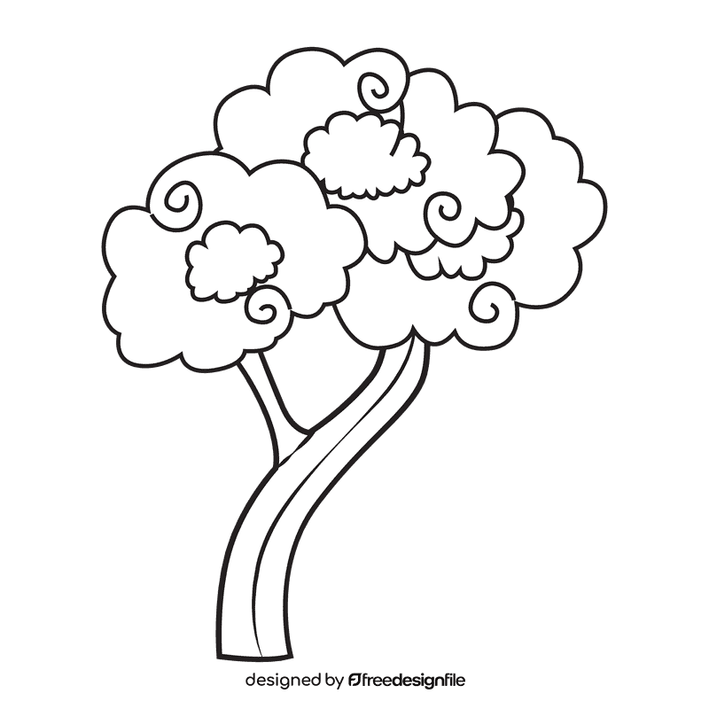 Cherry blossom Cute Tree black and white clipart