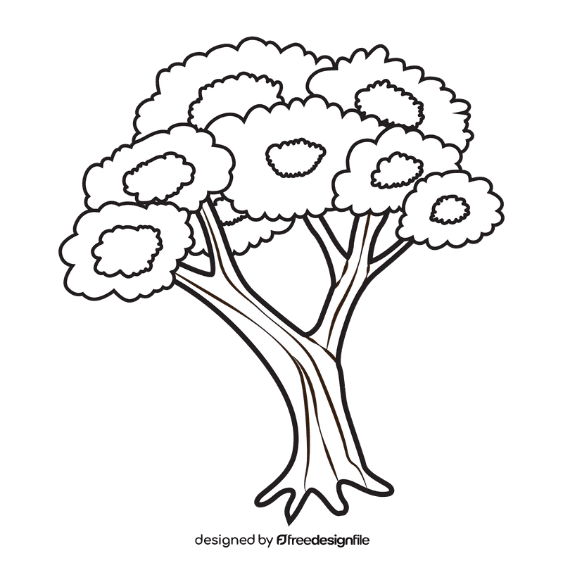 Cherry blossom Tree black and white clipart