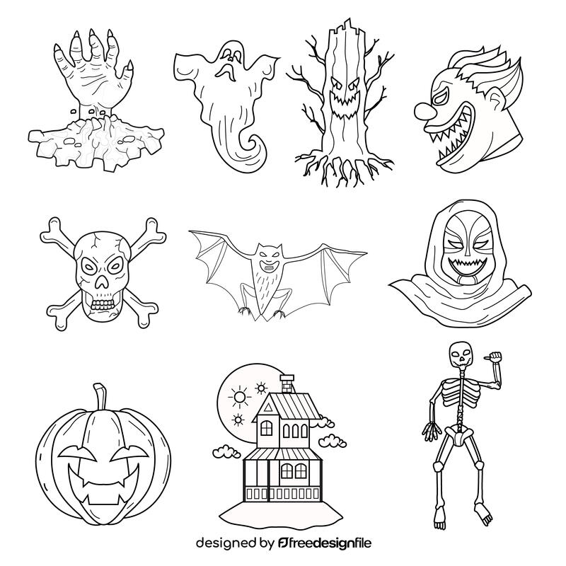Creepy set black and white vector