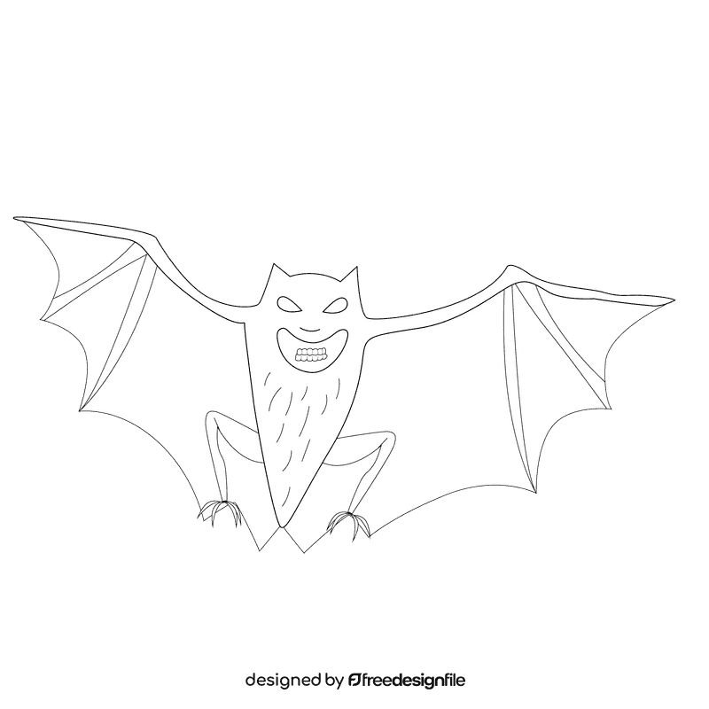 Creepy bat black and white clipart