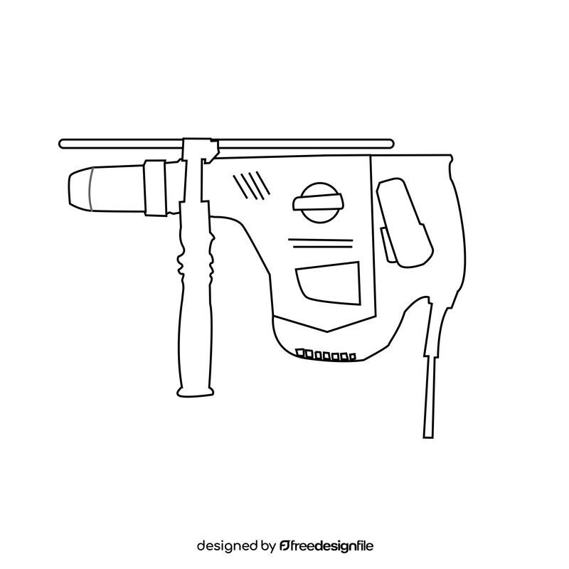 Electric drill drawing black and white clipart