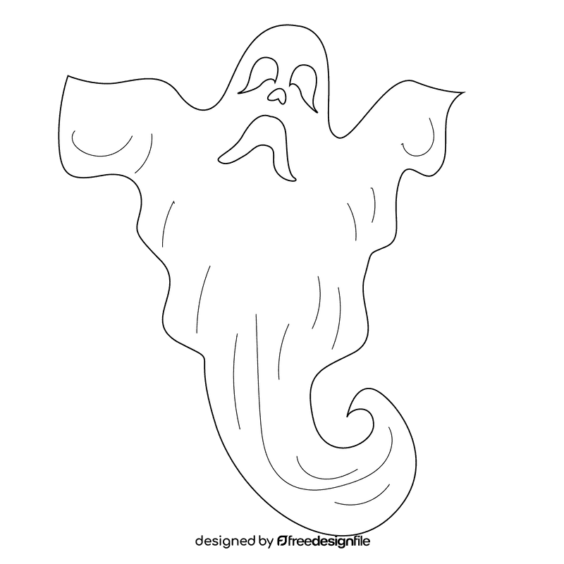 Creepy ghost black and white clipart