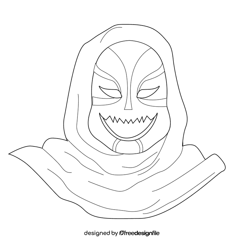 Creepy masked man black and white clipart