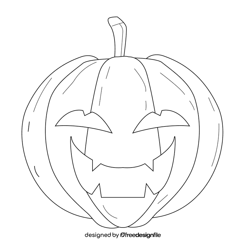 Creepy pumpkin black and white clipart