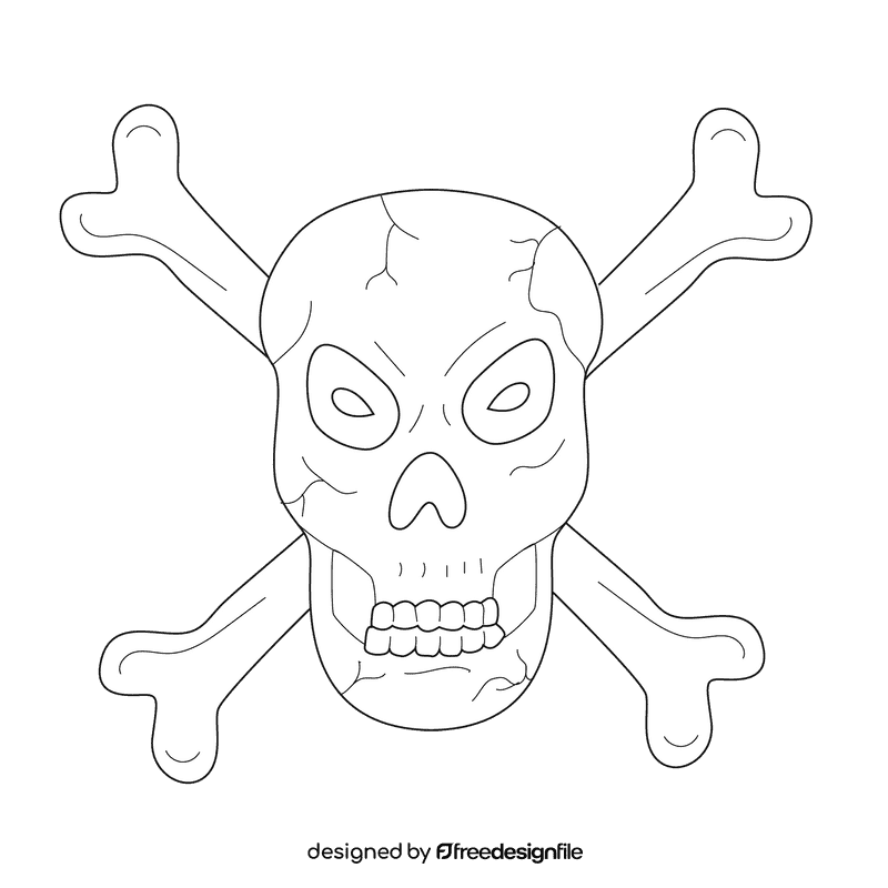 Creepy skull head black and white clipart