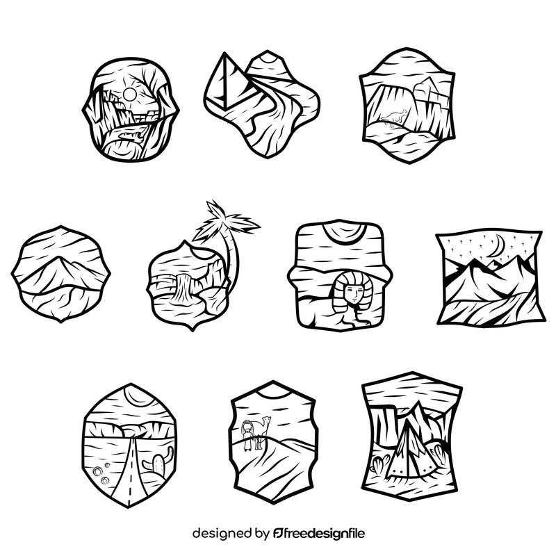 Desert Set black and white vector