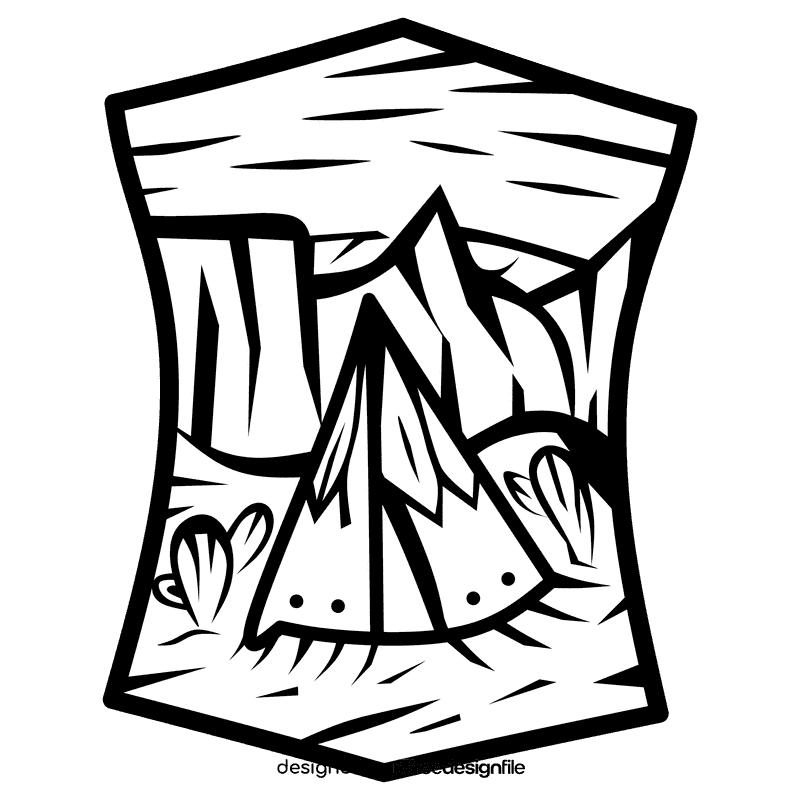 Desert indian black and white clipart