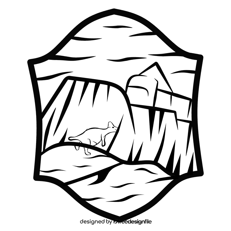 Desert kangaroo black and white clipart