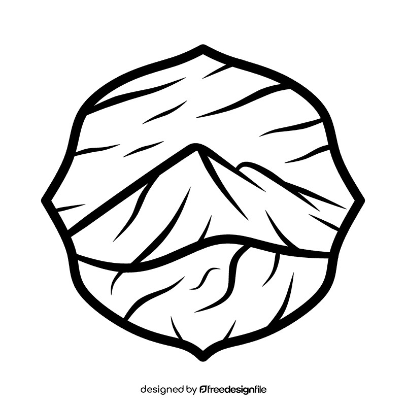 Desert mountain black and white clipart