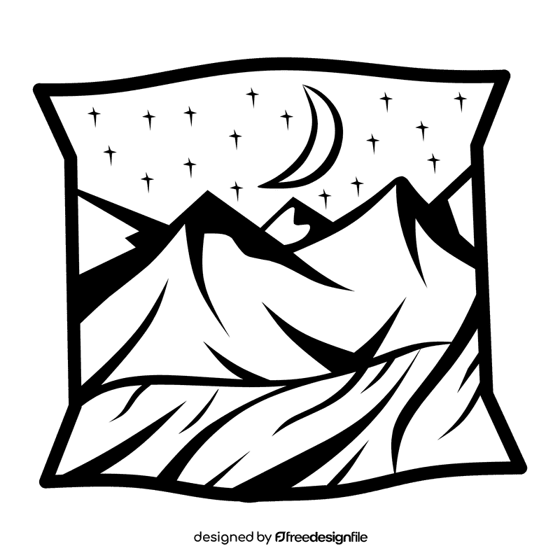 Desert night black and white clipart