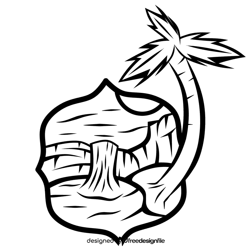 Desert oasis black and white clipart