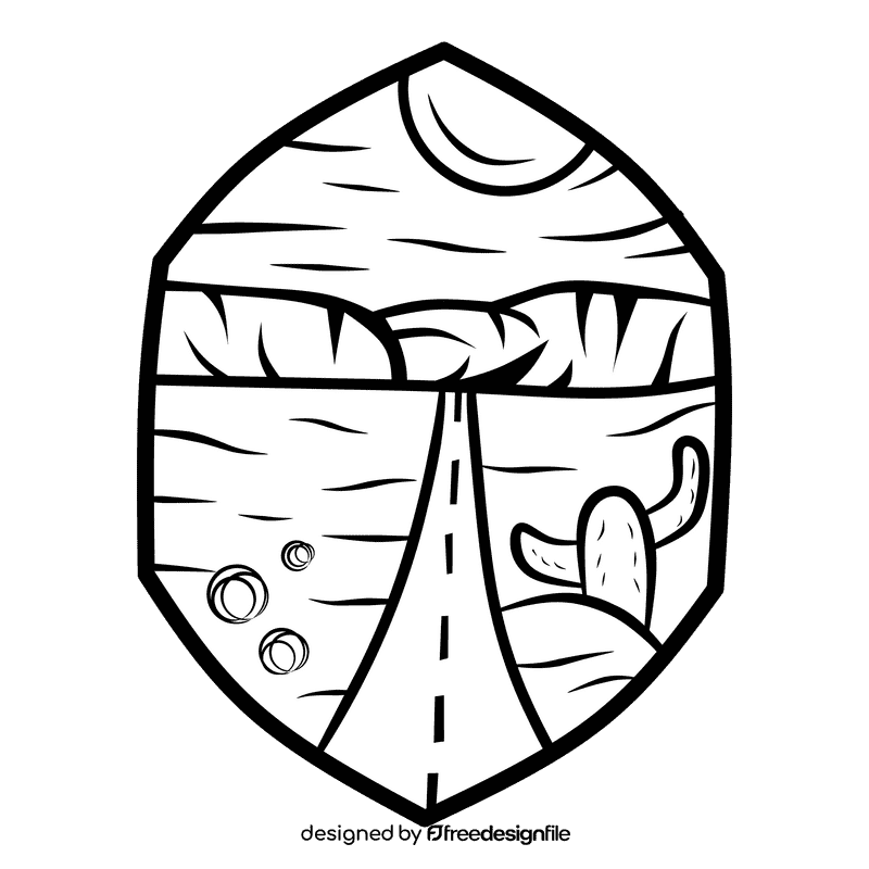 Desert road black and white clipart