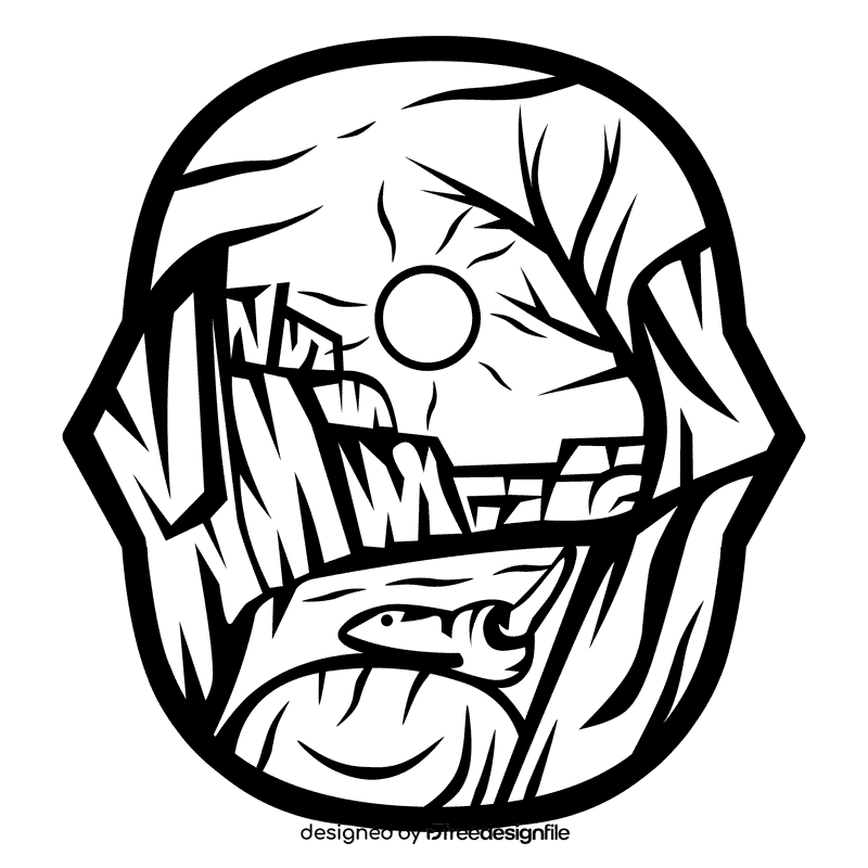 Desert skull black and white clipart