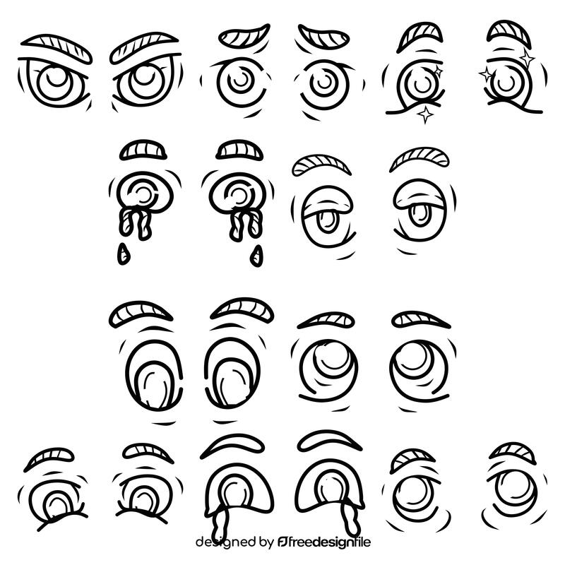 Eye Cartoon  Set black and white vector