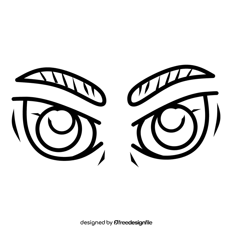 Eyes Cartoon Angry black and white clipart