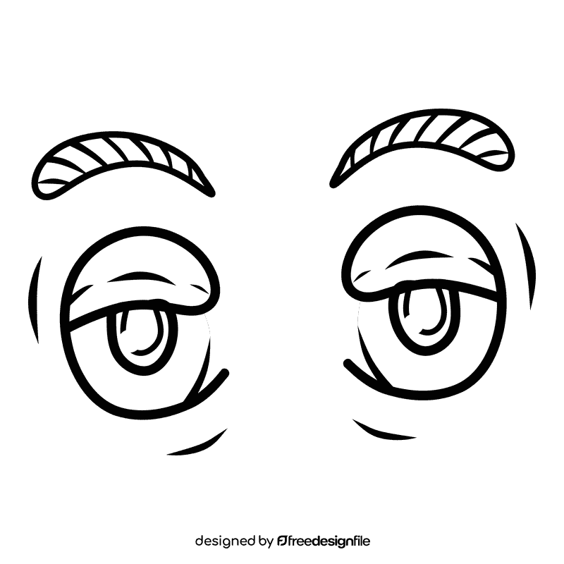 Eyes Cartoon Bored black and white clipart
