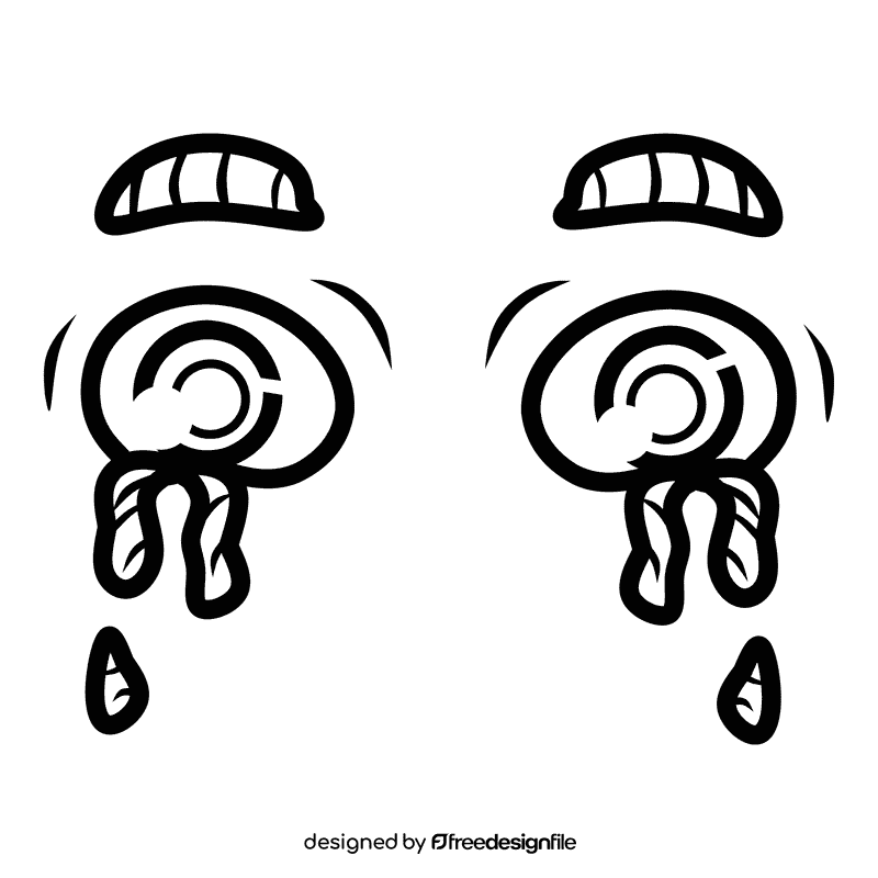 Eyes Cartoon Cry black and white clipart