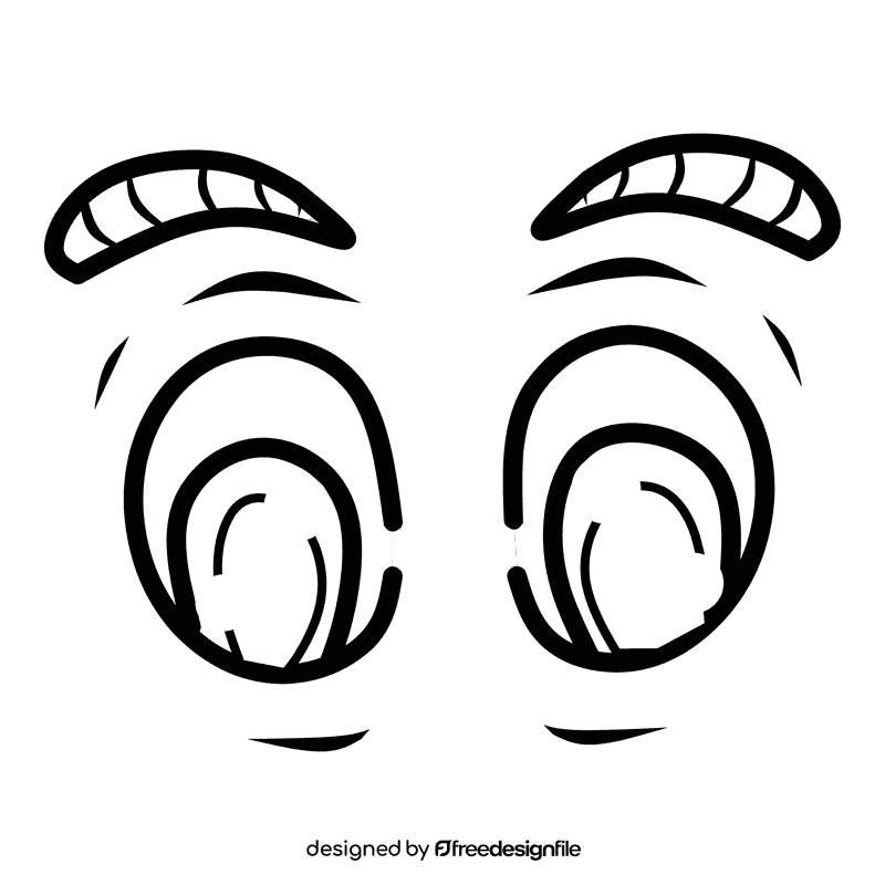 Eyes Cartoon Happy black and white clipart