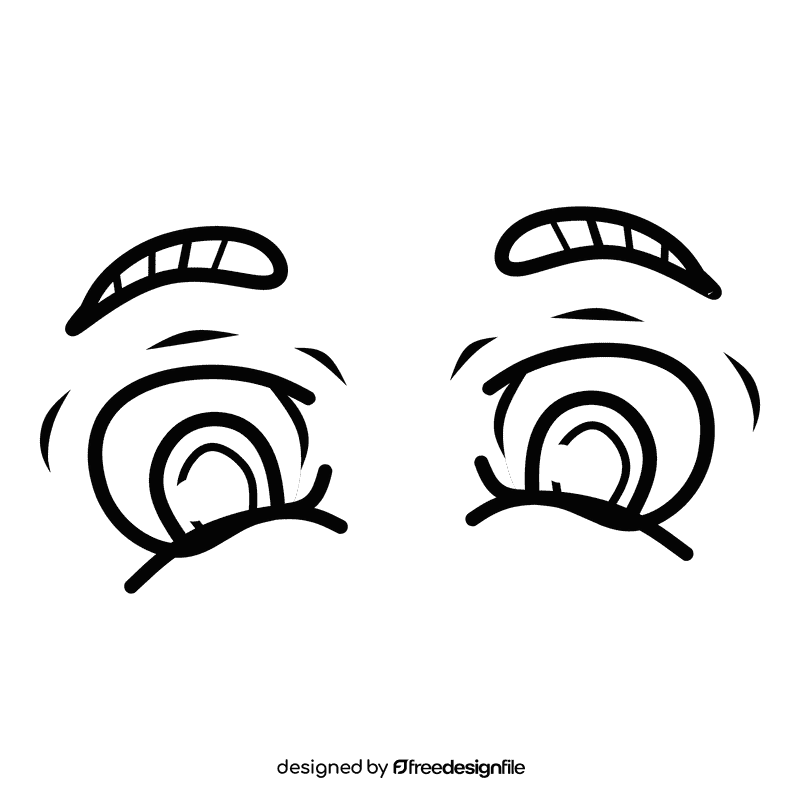 Eyes Cartoon Sad black and white clipart