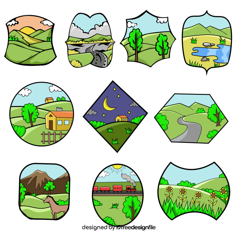 Grassland set vector