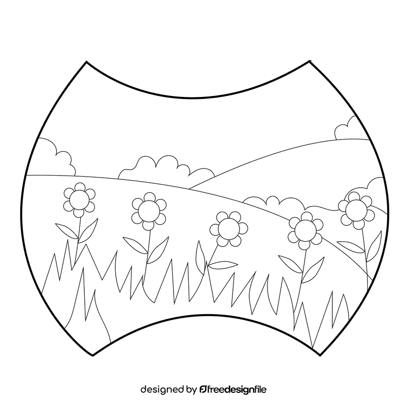Grassland flower black and white clipart