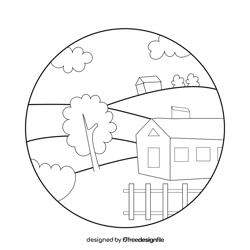 Grassland house black and white clipart